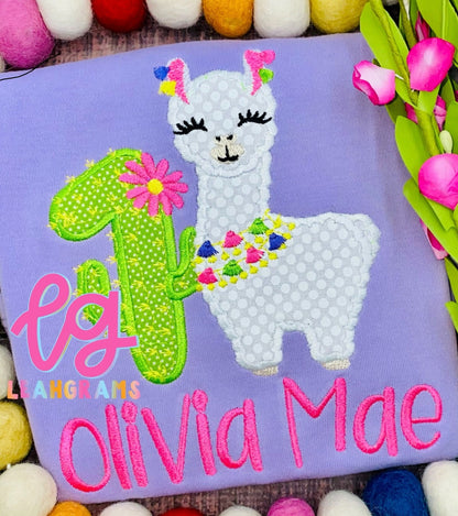Llama Cactus Birthday Number 1