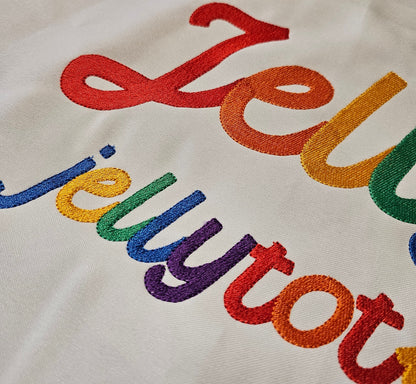 Fill Stitch and Outline Script Font Jelly