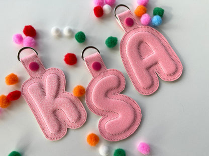 Puffy Puff Foam Bubble Monogram Keychain ITH