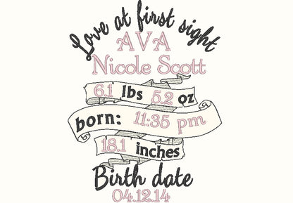 Birth Announcement Template and Mini Font Set