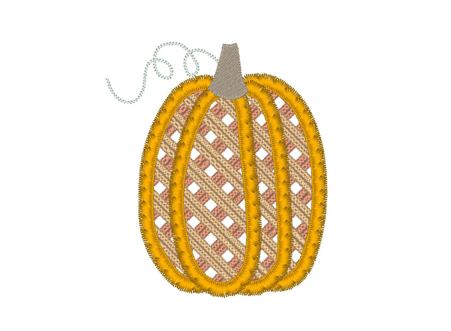 Tall Pumpkin Light stitch tartan, gingham Fringed Pumpkin ITH project