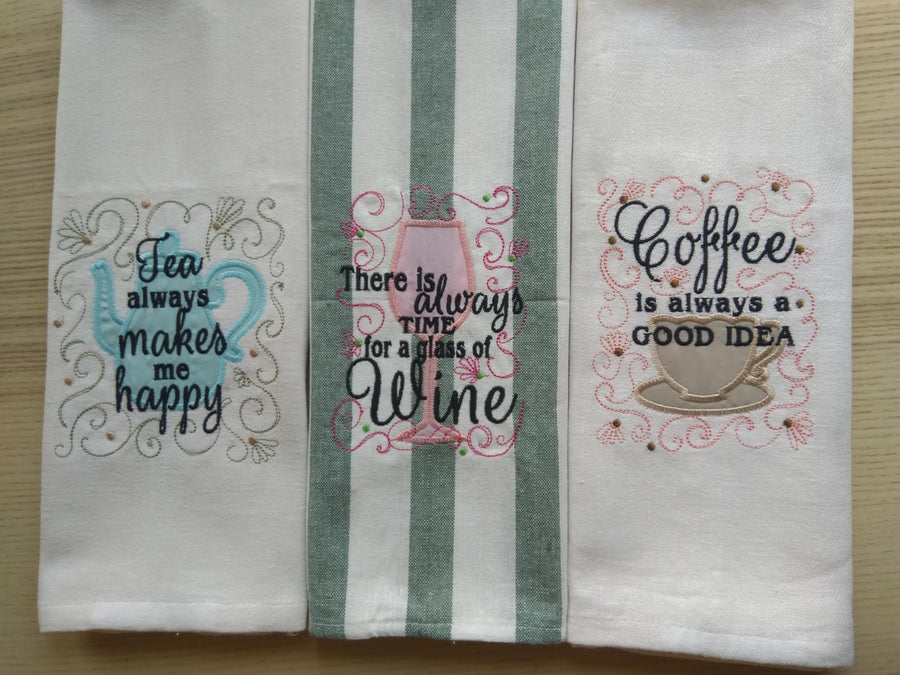 Kitchen Wine Coffee Tea Quote Set