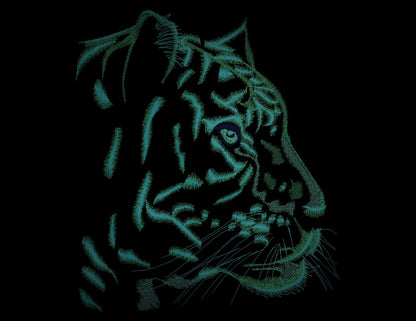 Tiger silhouette Glow in the dark special machine embroidery designs in