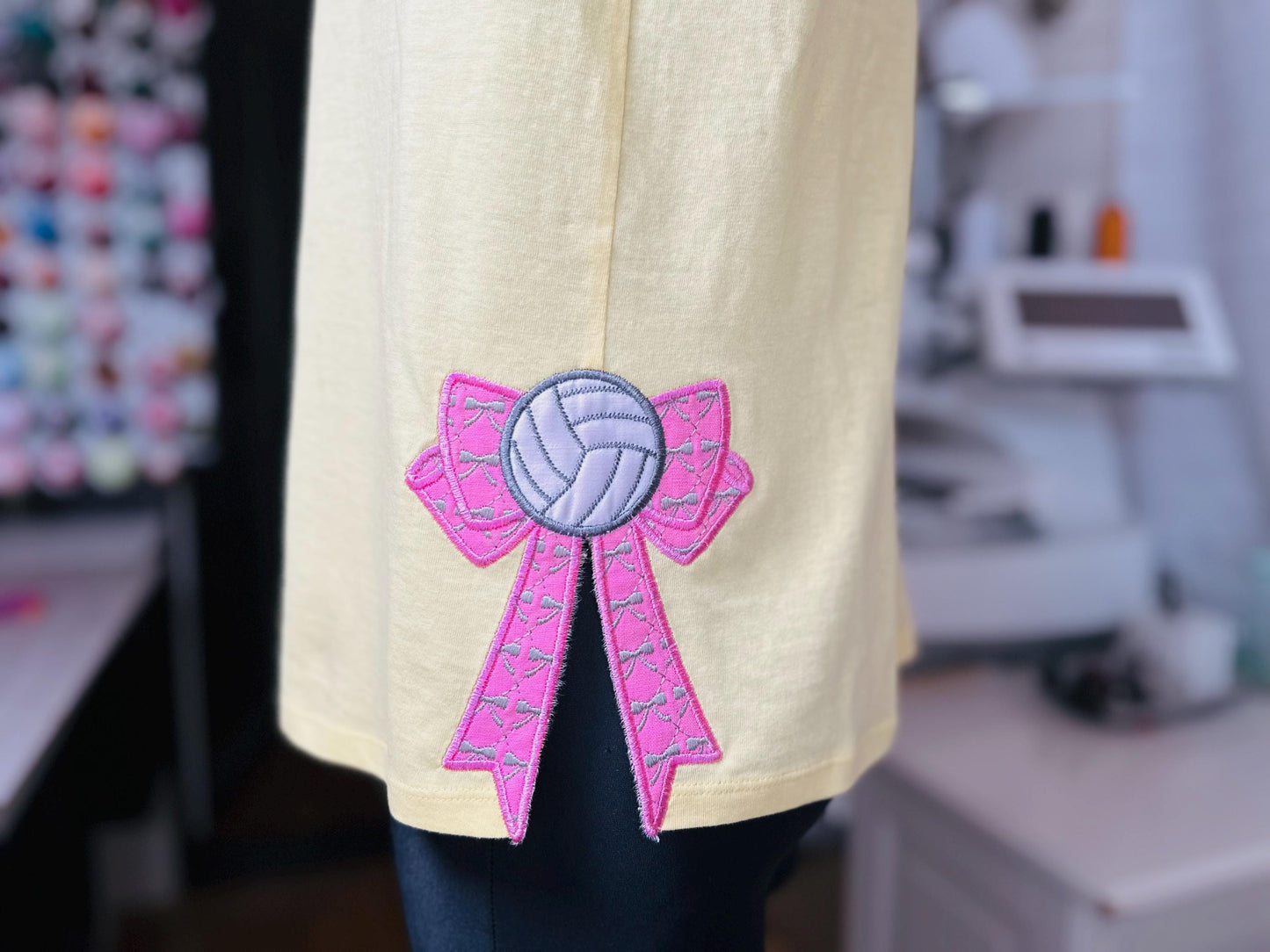 Volleyball Ball Split Side Seam Bow Applique