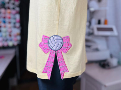 Volleyball Ball Split Side Seam Bow Applique