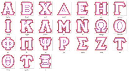 Sororities Greek Font Zig Zag outline Double Applique