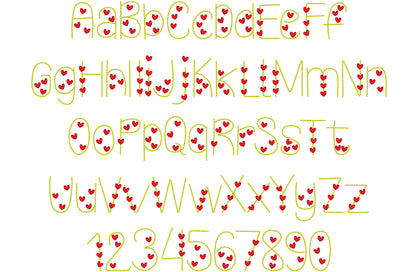 Puff Bean Stitch Heart Line Font