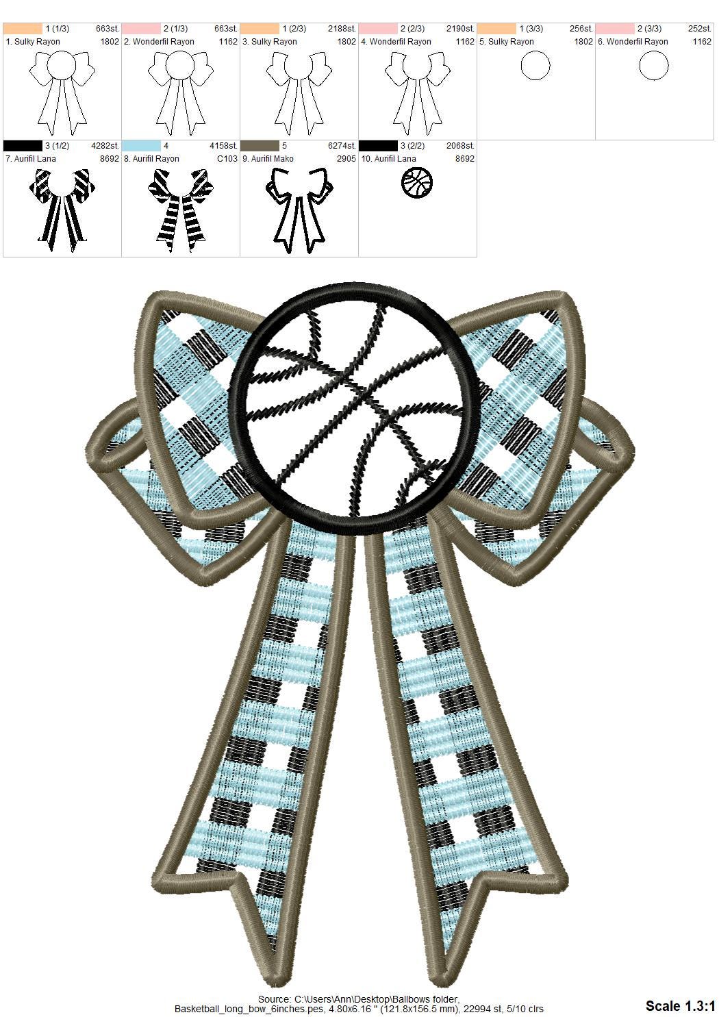 Basketball Sports Gingham Plaid Patterned Bow