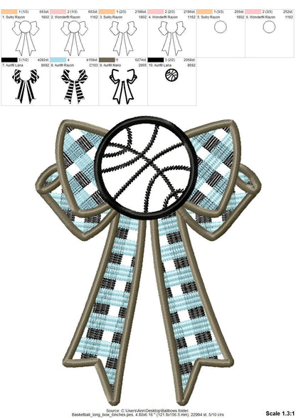 Basketball Sports Gingham Plaid Patterned Bow