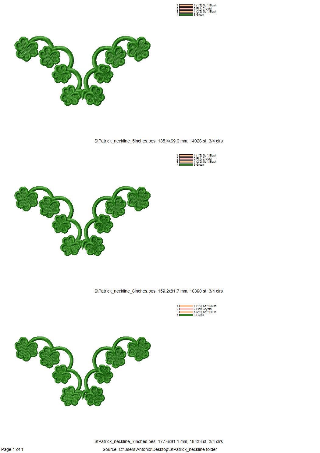 Shamrock Clover Neckline Cutout ITH