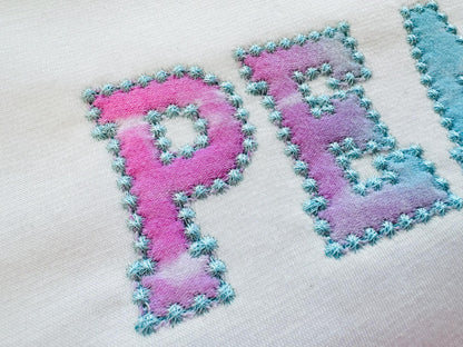 Pearl Stitch Outline Athletic Font Applique