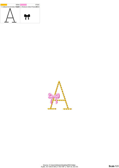 Hand Stitch Effect Font with Bow