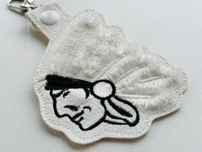 Fringed Feather Indian Man Keychain