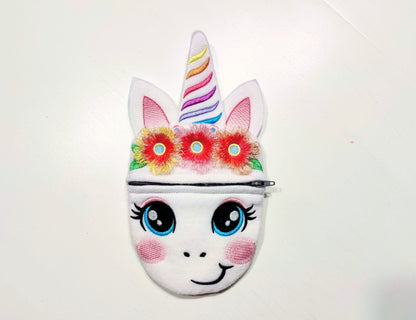 Unicorn Zipper Coin Purse, Unicorn zipper bag In the hoop, ITH Unicorn
