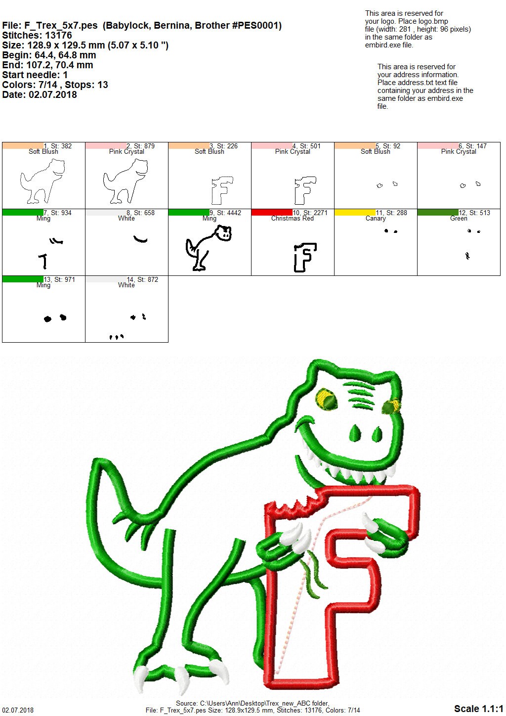 T-rex dinosaur Personalized name letter whole alphabet 26 letters