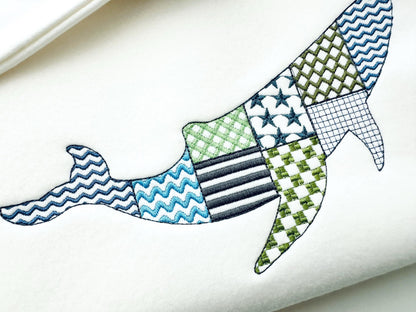 Patchwork Whale Sea Life ocean marine animal silhouette patterned