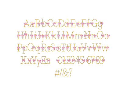 Hand Stitch Effect Font with Bow