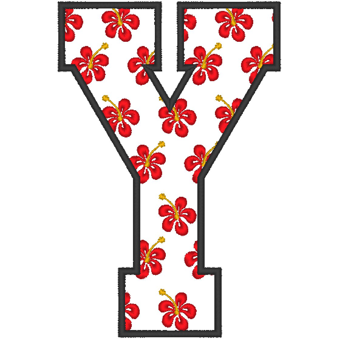 Flower Hibiscus Block Floral Font