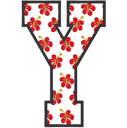 Flower Hibiscus Block Floral Font