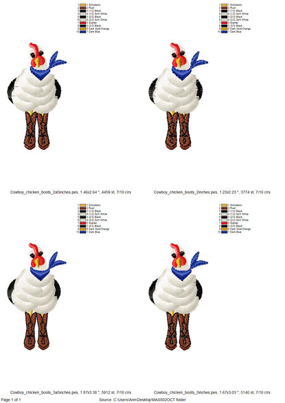 Fringed Fluffy Chicken with neck Bandanna and Cowboy Boots fur farm