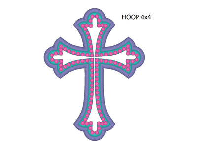 Cross applique awesome multicolor machine embroidery design, cross