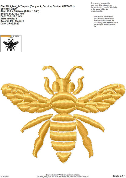 Little add on Bee embroidery design machine embroidery designs fill