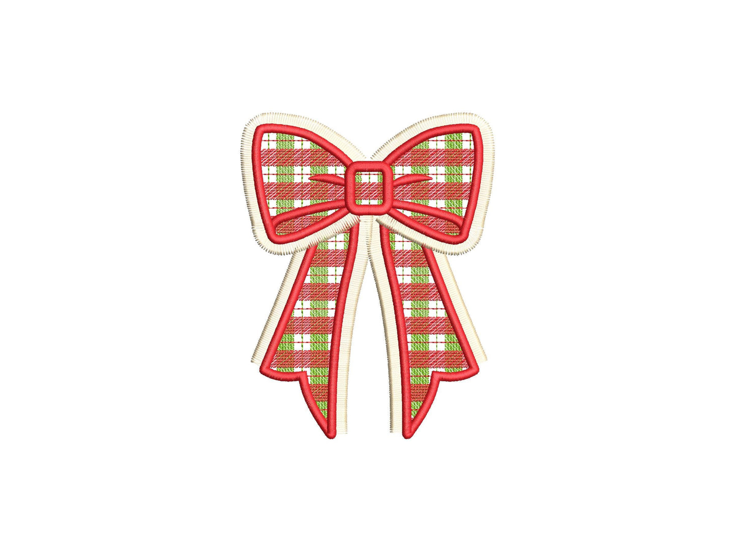 Fringed Christmas Gingham Plaid Bow