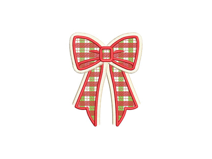 Fringed Christmas Gingham Plaid Bow
