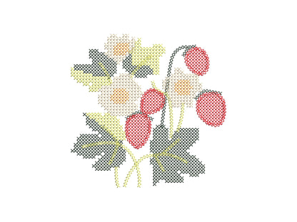 Cross stitch Strawberry Wild Strawberries woodland forest garden