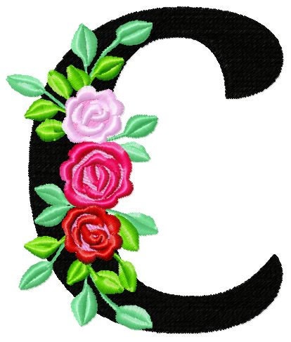 Roses Floral Font Set of 2