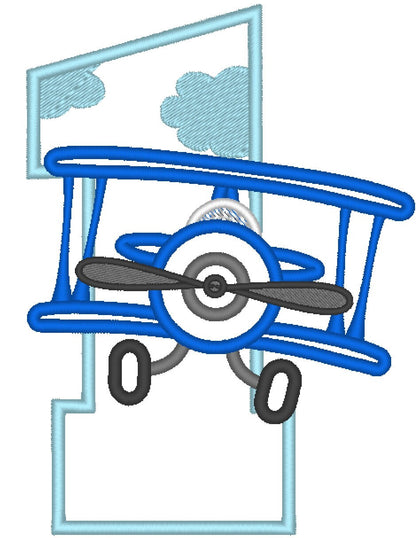 Airplane Cloud Birthday Number 1 One