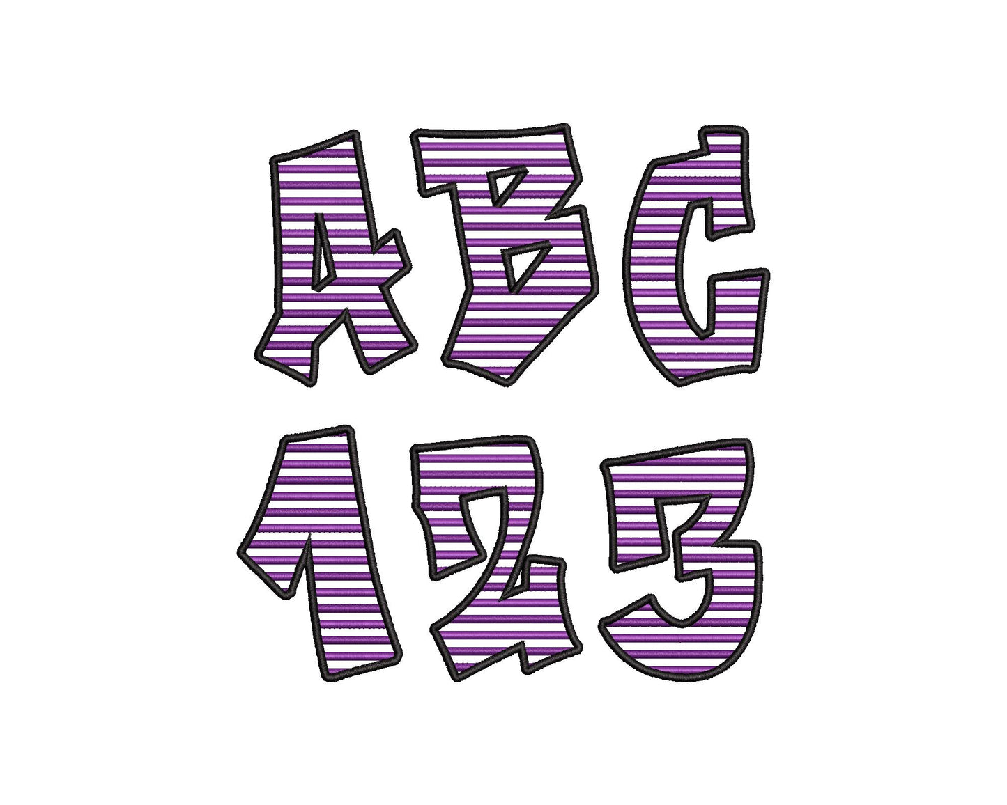 Striped Street Font satin stitch alphabet monogram letters Graffiti