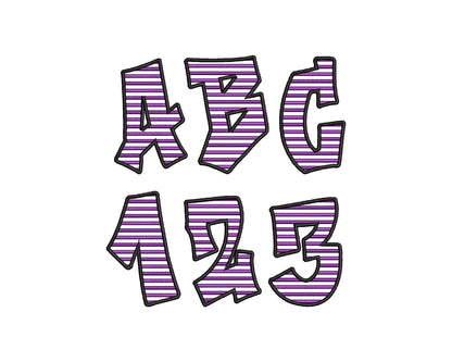 Striped Street Font satin stitch alphabet monogram letters Graffiti