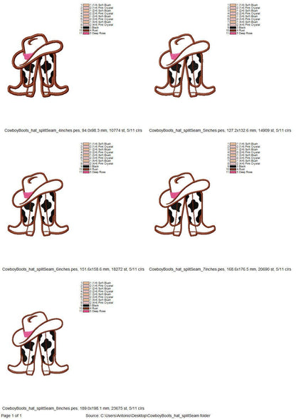 Cowgirl Cowboy Boots and Hat Applique