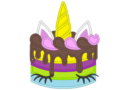 Unicorn birthday chocolate cake applique machine embroidery designs