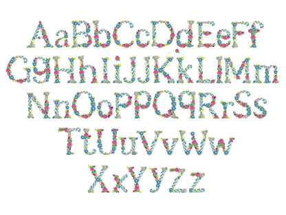 Meadow Bluebell Rose Floral Font