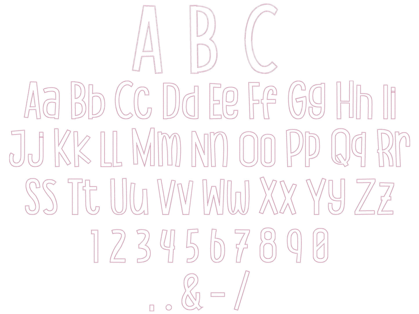 Thin Funny Kids Raggedy Edge Applique Font