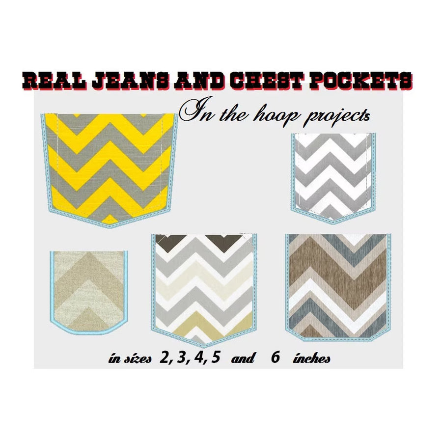 Real Pocket Applique Set of 5