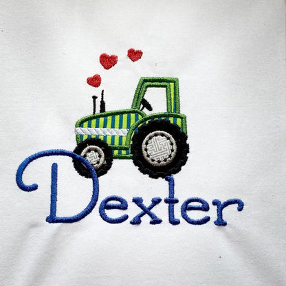 Valentine Tractor with Hearts – Sizes 4" 5" 7" 6" 10" BX Digital Font File | Artapli