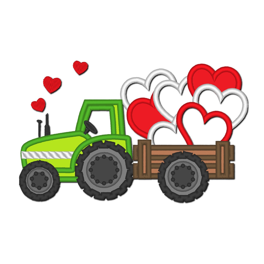 Valentine Tractor with Hearts – Embroidery Font 4" 5" 7" 6" 10" | BX PES DST JEF | Artapli