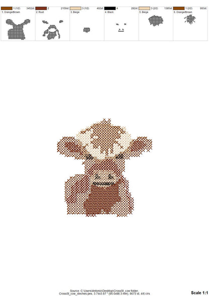 Cross Stitch Little Cow Bull