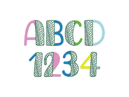 Split Font SET of 2 Crocodile and Leopard print fill stitch Duo font 2