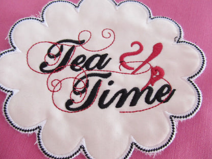 Stacked Teacups Tea Party Applique Set