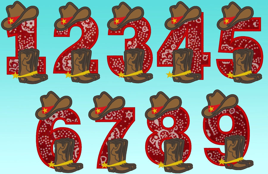Cowboy Birthday Numbers Applique