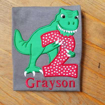 T-Rex Birthday Number Two Applique