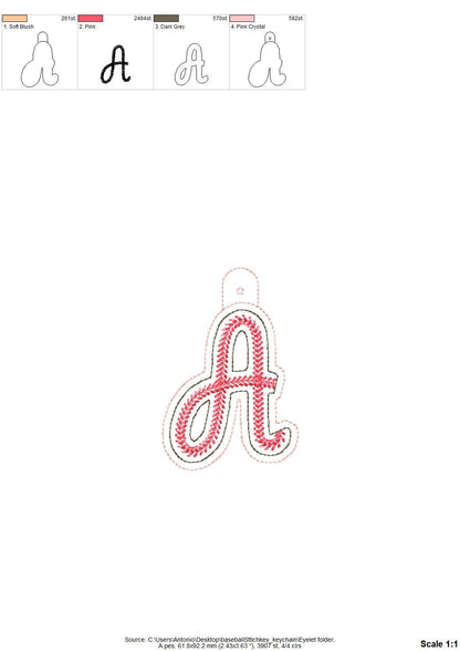 Baseball Stitch Sports Monogram Keychain