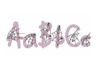 Spiderweb Font embroidery spider web alphabet Halloween cobweb spooky