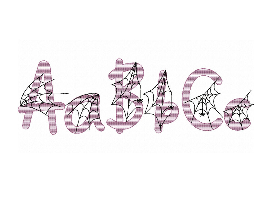 Spiderweb Font embroidery spider web alphabet Halloween cobweb spooky