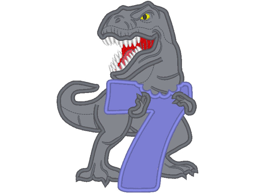 T-rex dinosaur Birthday number seven 7 Birthday outfit machine