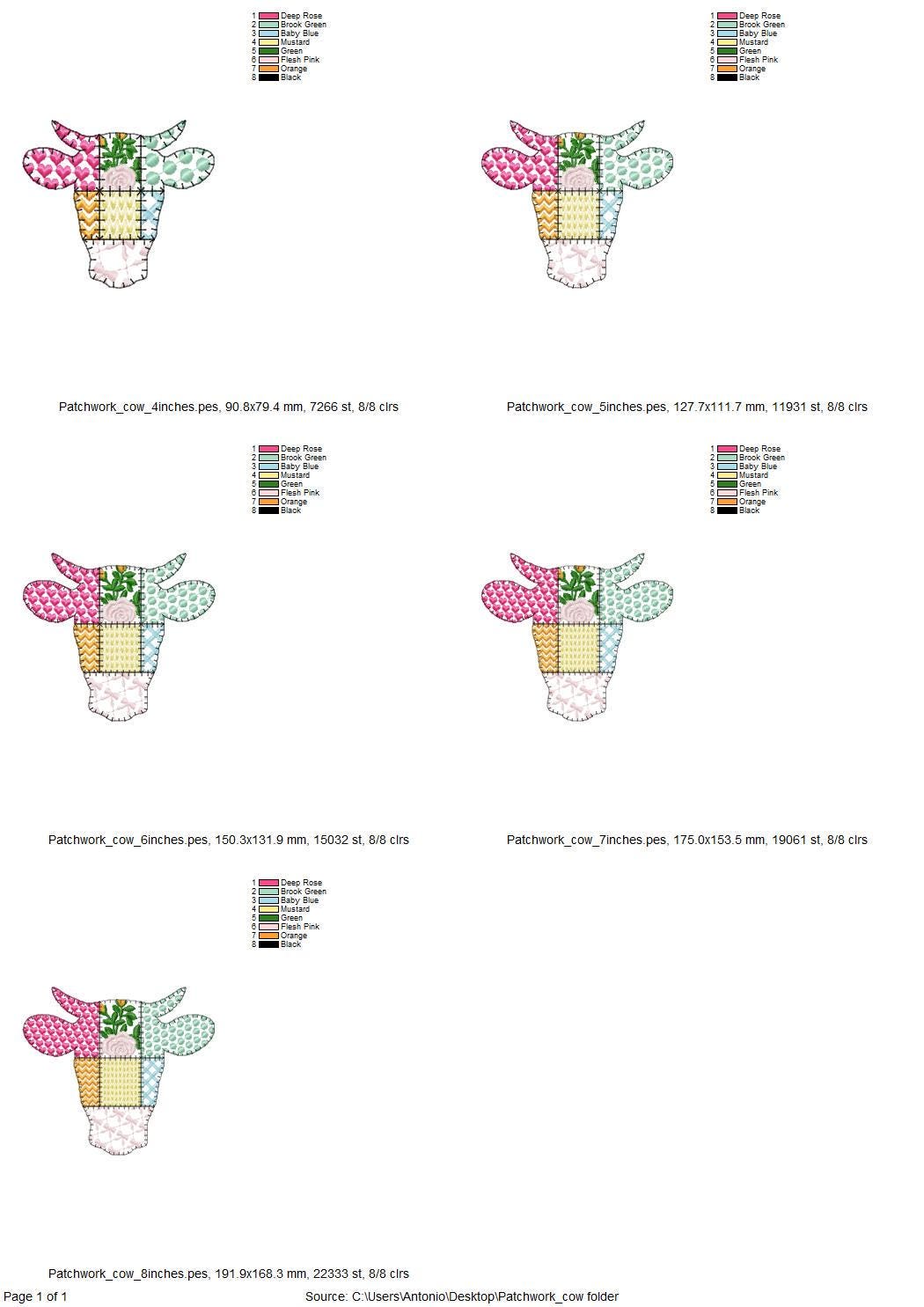 Patchwork Patterned Cow Head